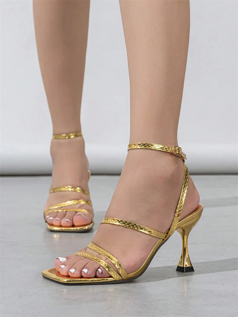 Print Leather Ankle Strap shoe