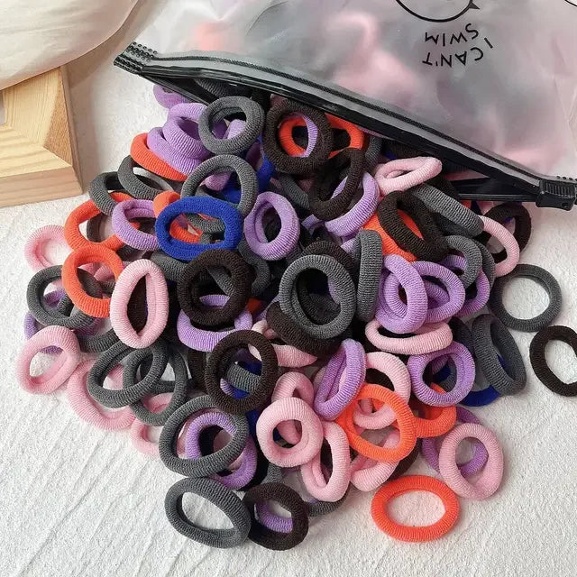 50-100Pcs Ealstic Basic Hair Ties Girls Ponytail Hold Scrunchie Rubber Band Kids Fashion Hair Band Accessories Suitable As Gift