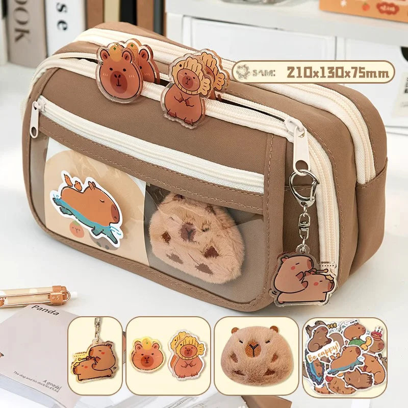 Cute Fabric Pencil Case Kawaii Large Capacity Animal Zipper Kids Bag Children'S Boys' Pen Pouch Girl School Case Supplies