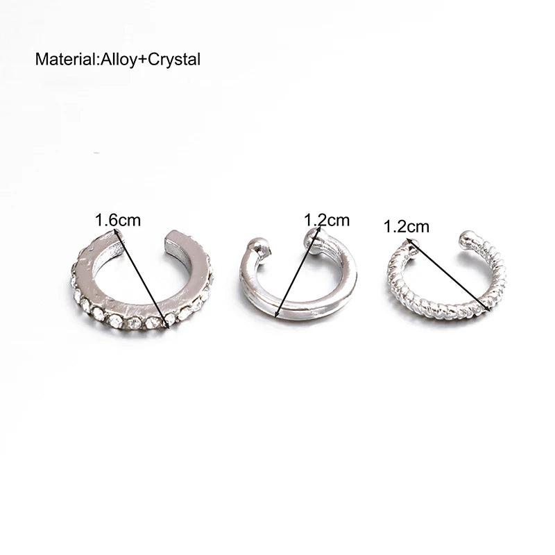 Fashion Gold Silver Color Leaves Clip Earrings for Women Men Creative Simple C Ear Cuff Non-Piercing Ear Clip Set Trendy Jewelry