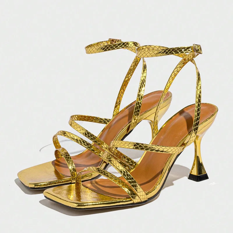 Print Leather Ankle Strap shoe