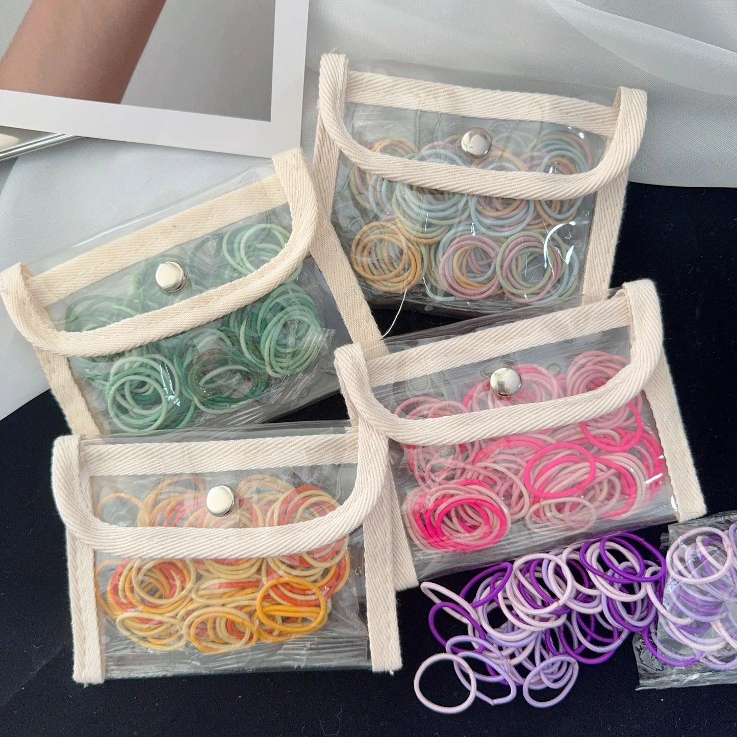 50-100Pcs Ealstic Basic Hair Ties Girls Ponytail Hold Scrunchie Rubber Band Kids Fashion Hair Band Accessories Suitable As Gift