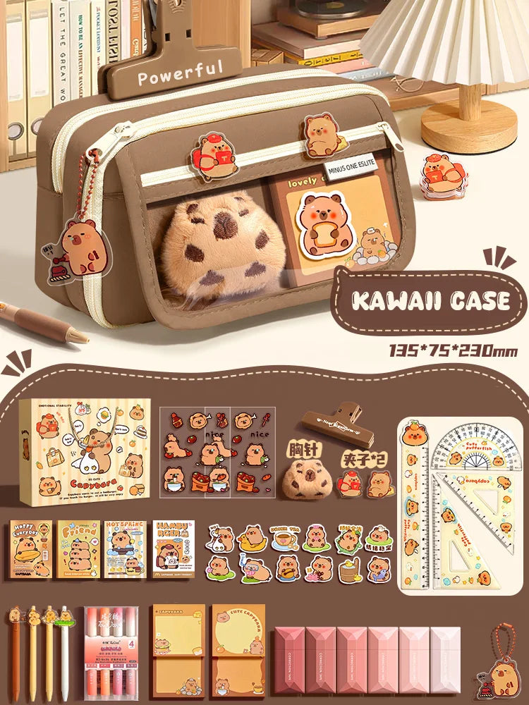 Cute Fabric Pencil Case Kawaii Large Capacity Animal Zipper Kids Bag Children'S Boys' Pen Pouch Girl School Case Supplies