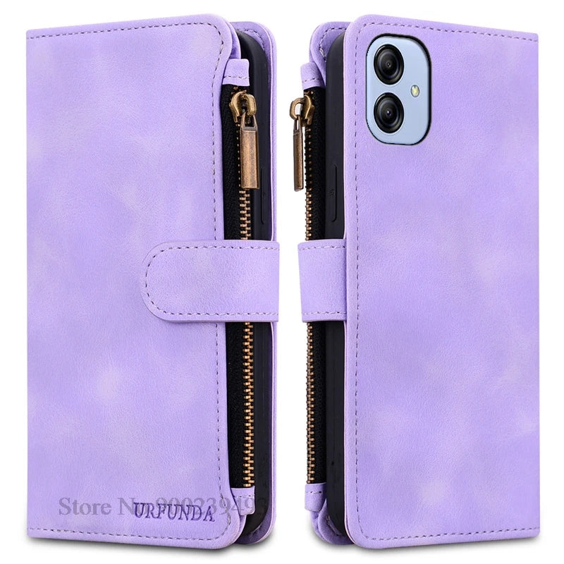 Zipper Wallet Case For Samsung Galaxy A11 A21S A01 A03 Core A23 5G A02 A02s A03s A04 A04e A04s A05 A05s Case Leather Flip Cover