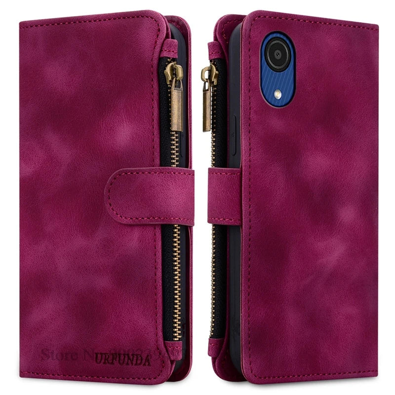 Zipper Wallet Case For Samsung Galaxy A11 A21S A01 A03 Core A23 5G A02 A02s A03s A04 A04e A04s A05 A05s Case Leather Flip Cover