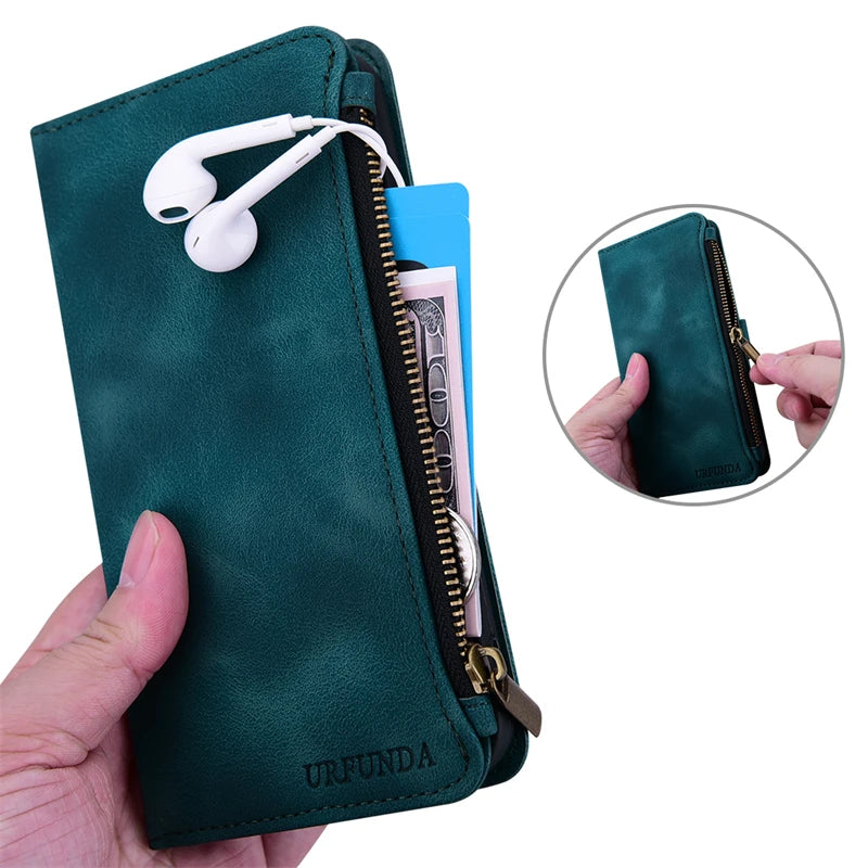 Zipper Wallet Case For Samsung Galaxy A11 A21S A01 A03 Core A23 5G A02 A02s A03s A04 A04e A04s A05 A05s Case Leather Flip Cover