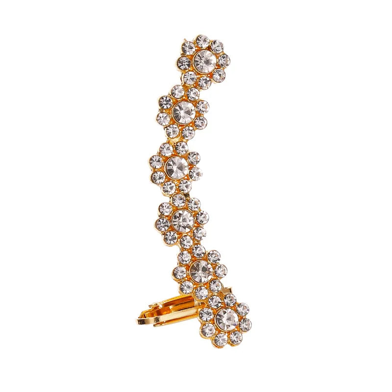 New Fashion Creative Crystal Rhinestone Stud Earrings For Women Wrap Ear Cuff Clip Earrings Girl Trendy Jewelry