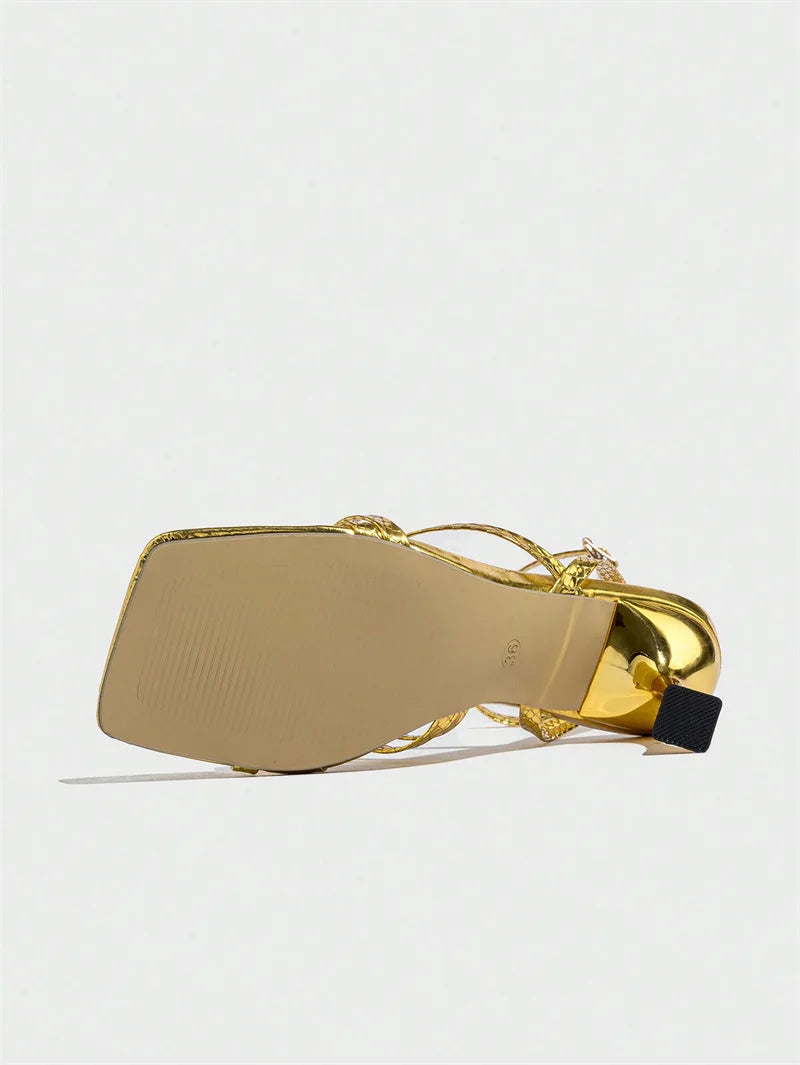 Print Leather Ankle Strap shoe