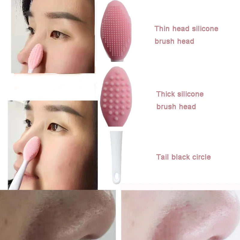 Skin Care Lip Exfoliating Facial Cleansing Face Scrub Nose Clean Brush Blackhead Remove Silicone Double-Sided Skin Care Tool