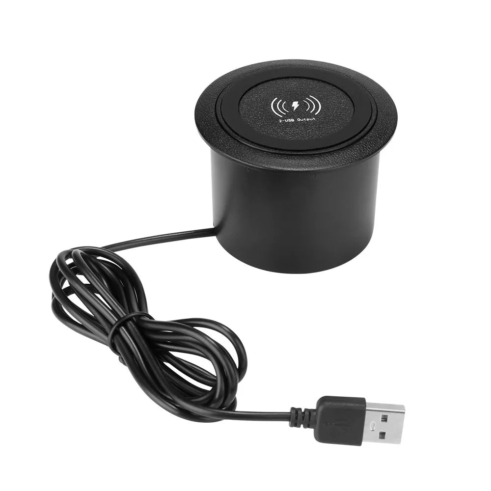 30W Wireless Charger Embedded Desktop Fast Wireless Charging For iPhone/Samsung/Huawei/Xiaomi Mobile Phone Dual USB