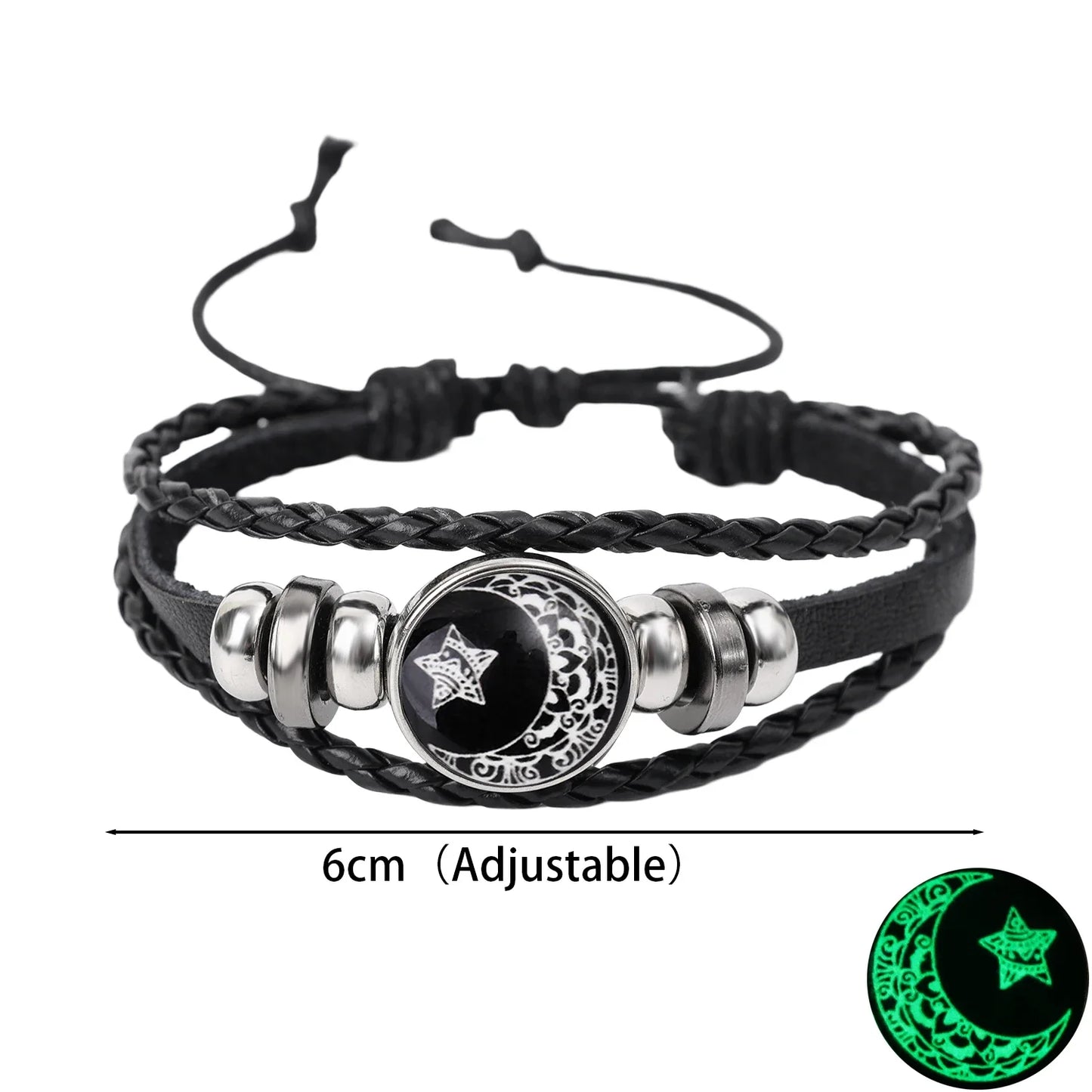 1/2Pcs Sun Moon Bracelet Luminous Adjustable Black Braided Romantic Bracelets for Friend Girlfriend Friendship Birthday Gifts