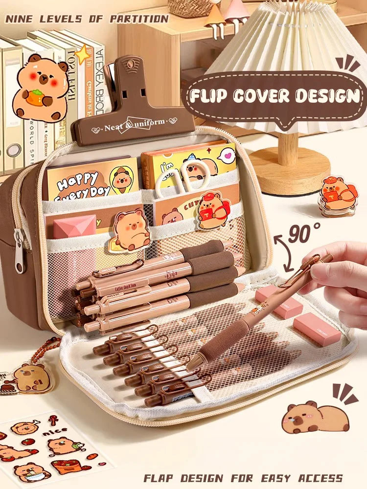 Cute Fabric Pencil Case Kawaii Large Capacity Animal Zipper Kids Bag Children'S Boys' Pen Pouch Girl School Case Supplies