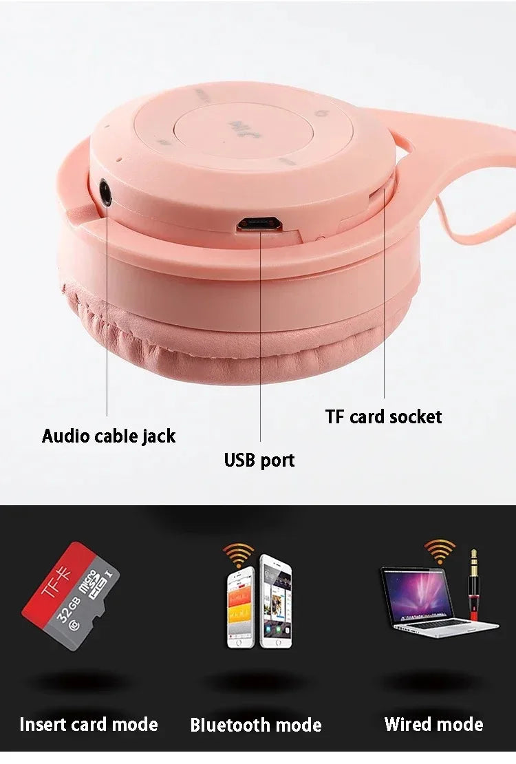 Y08 Macaron Wireless Bluetooth Headphones With Microphone Wired Earphones Gaming Headset Gamer Mp3 Players Choice Kids Gifts