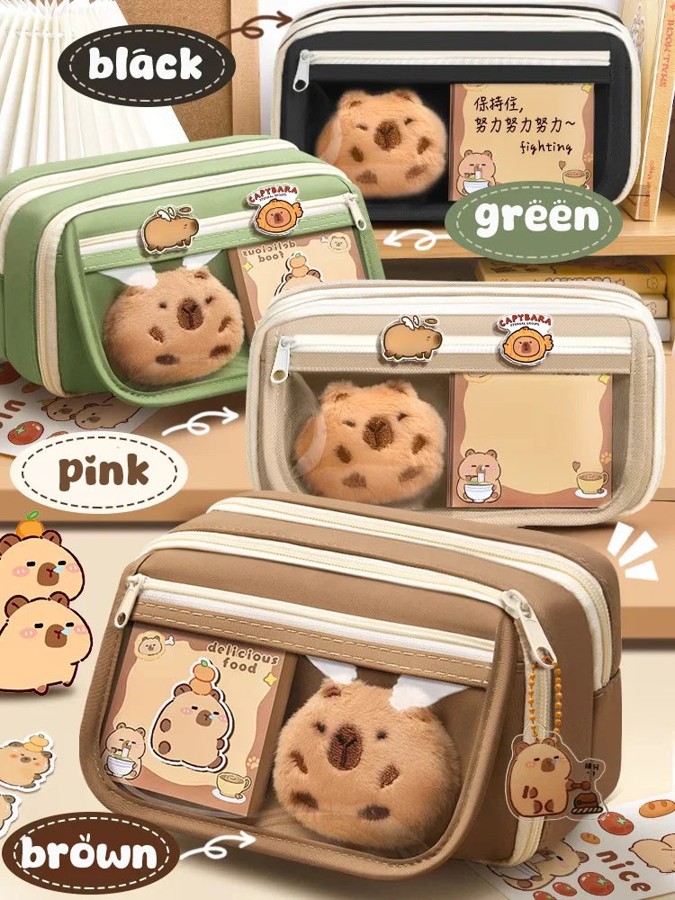 Cute Fabric Pencil Case Kawaii Large Capacity Animal Zipper Kids Bag Children'S Boys' Pen Pouch Girl School Case Supplies