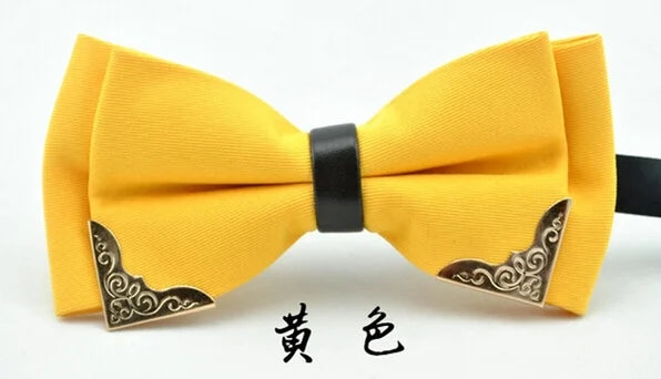 Men's Solid Black White Bow Ties Formal Dress Wedding Bowties For Men Women Leisure Metal Bling Butterfly Bowknot Banquet Cravat