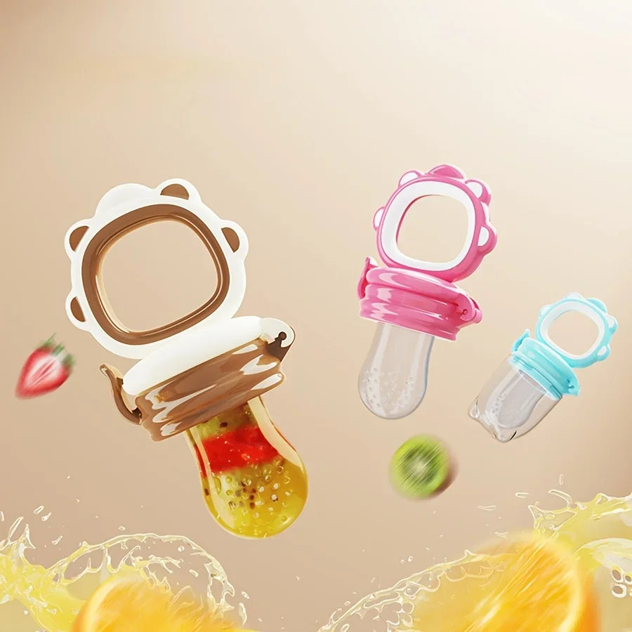 Mould Fruit & Vegetable Feeder with Silicone Mesh Cartoon Lion Food Feeder Juice Feeding Teething Utensils for Baby Food Mills