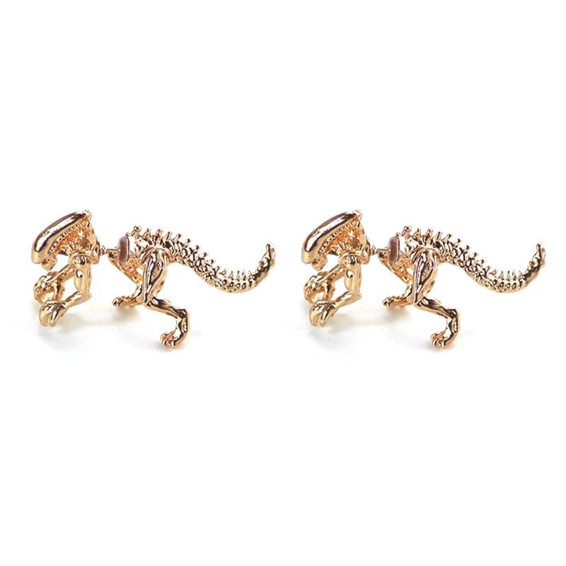 Cool Alien Earrings Black Enamel Stud Earrings For Women Animal Piercing Ear 3D Scary Dinosaur Earrings Jewelry Gifts