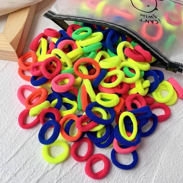 50-100Pcs Ealstic Basic Hair Ties Girls Ponytail Hold Scrunchie Rubber Band Kids Fashion Hair Band Accessories Suitable As Gift