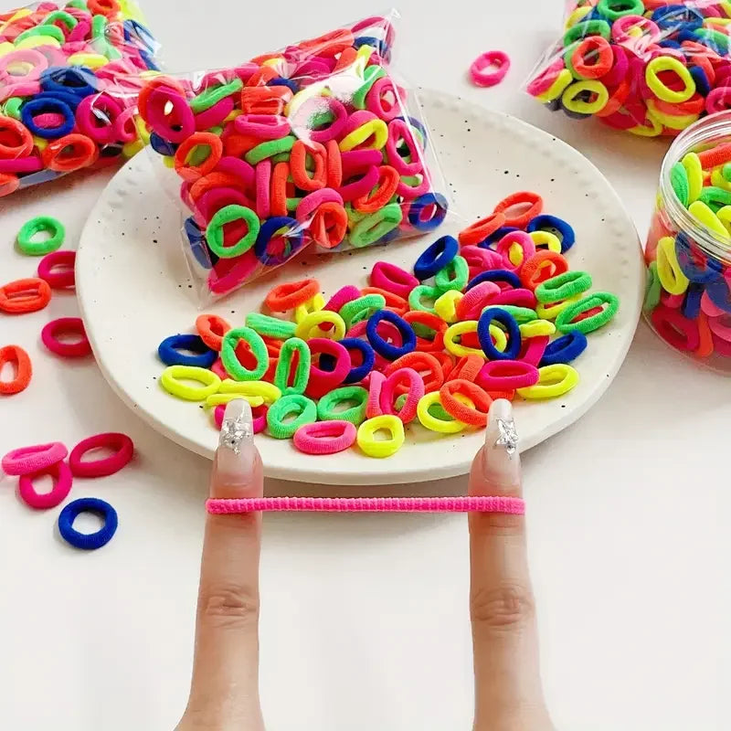 50-100Pcs Ealstic Basic Hair Ties Girls Ponytail Hold Scrunchie Rubber Band Kids Fashion Hair Band Accessories Suitable As Gift