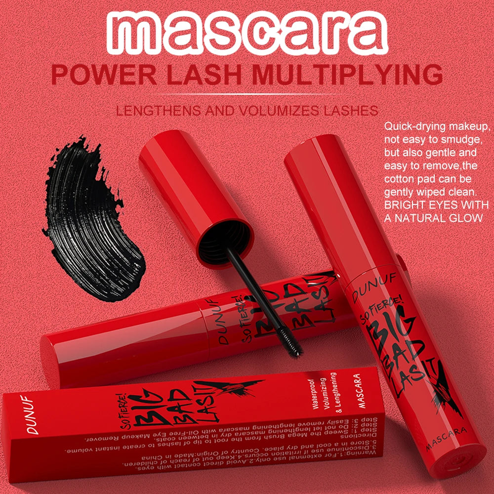 DUNUF 1 Pcs Long Lasting Mascara Thin Thick Waterproof Curl does not Easily Stain Sweat-proof and Non-smudging Beginner Friendly