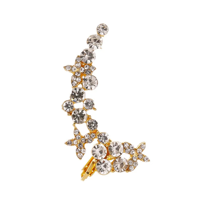 New Fashion Creative Crystal Rhinestone Stud Earrings For Women Wrap Ear Cuff Clip Earrings Girl Trendy Jewelry