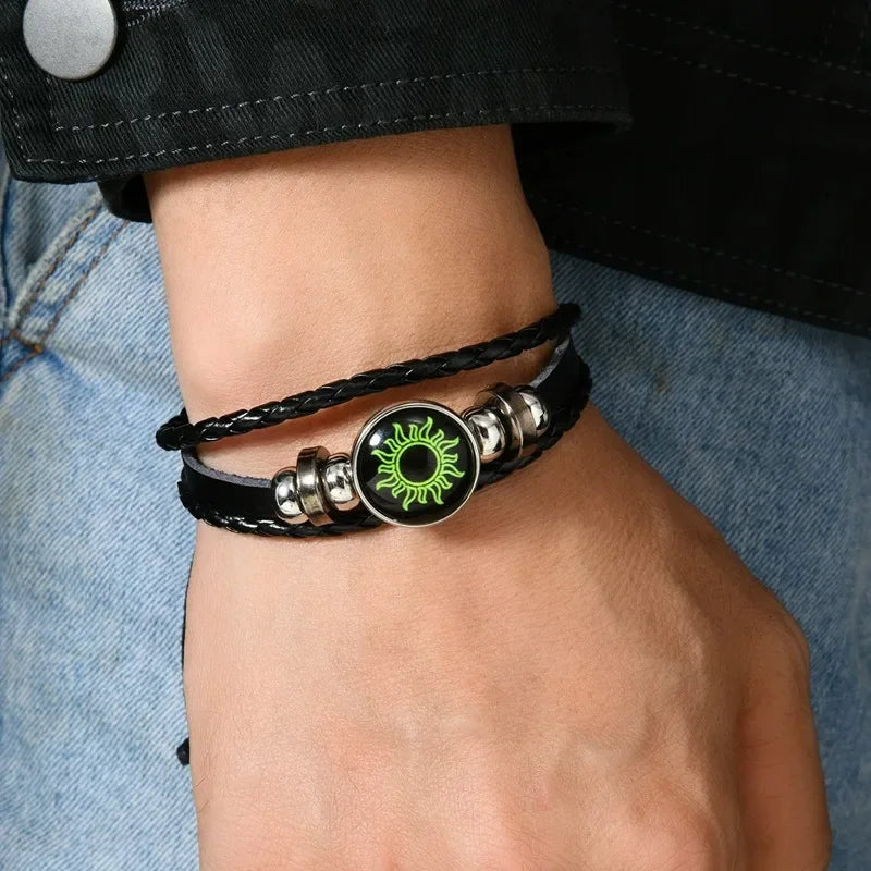 1/2Pcs Sun Moon Bracelet Luminous Adjustable Black Braided Romantic Bracelets for Friend Girlfriend Friendship Birthday Gifts