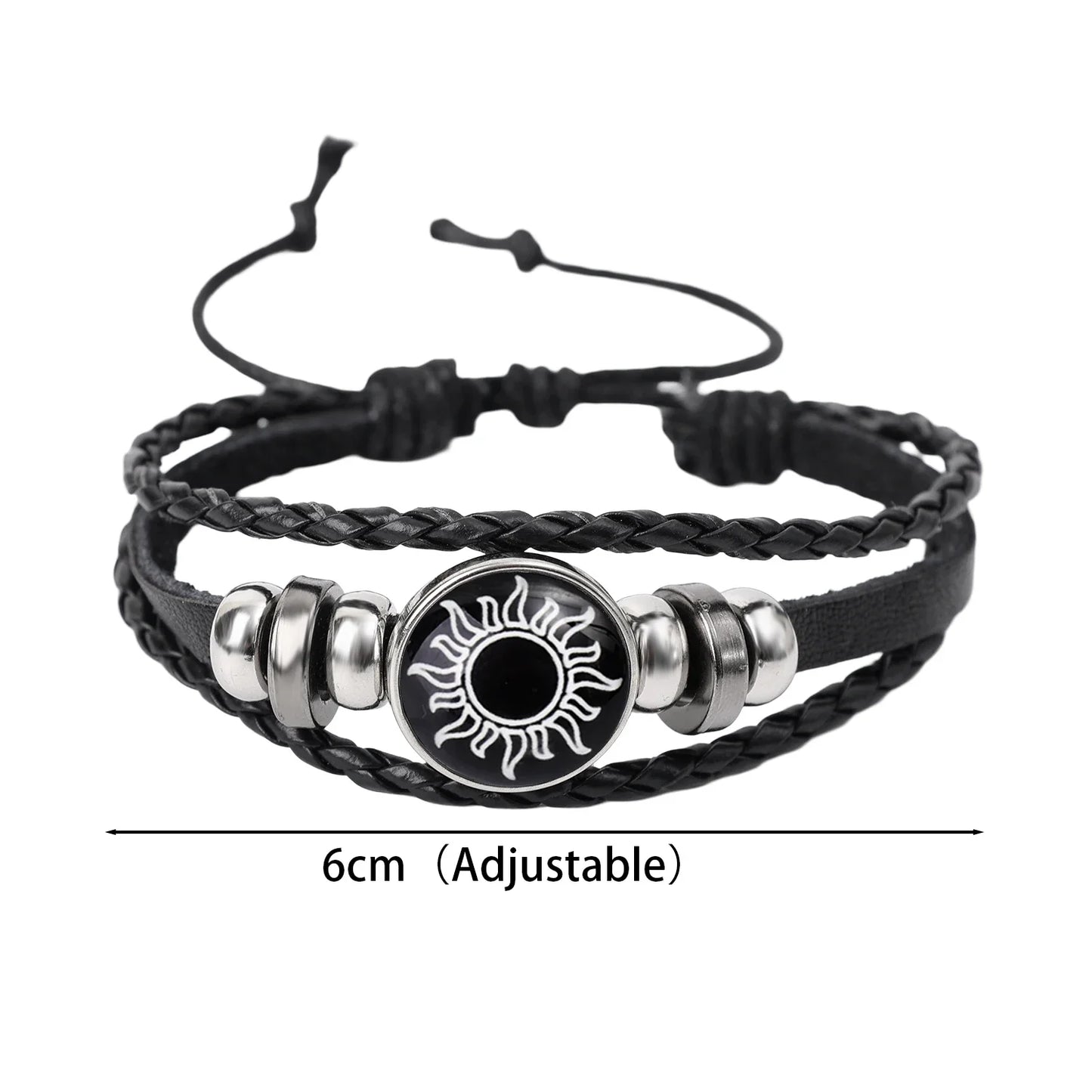 1/2Pcs Sun Moon Bracelet Luminous Adjustable Black Braided Romantic Bracelets for Friend Girlfriend Friendship Birthday Gifts