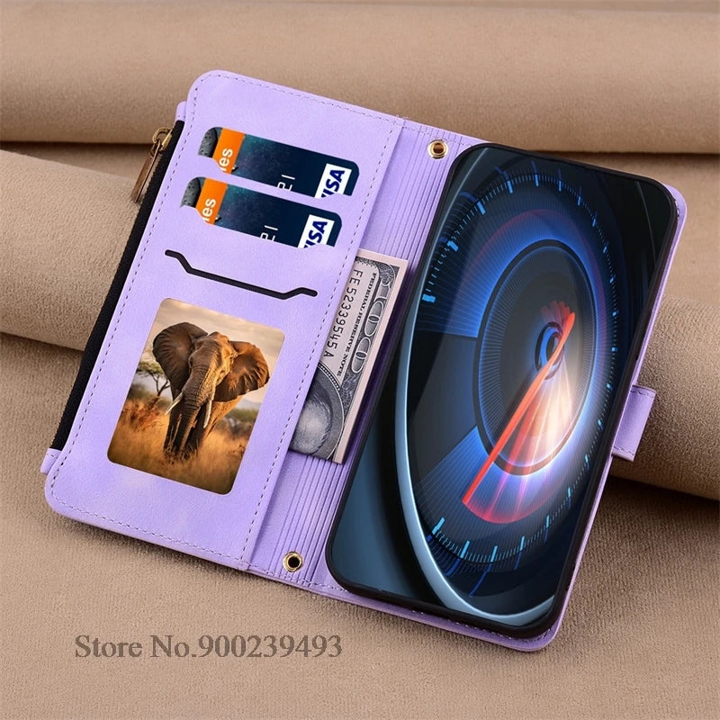 Zipper Wallet Case For Samsung Galaxy A11 A21S A01 A03 Core A23 5G A02 A02s A03s A04 A04e A04s A05 A05s Case Leather Flip Cover
