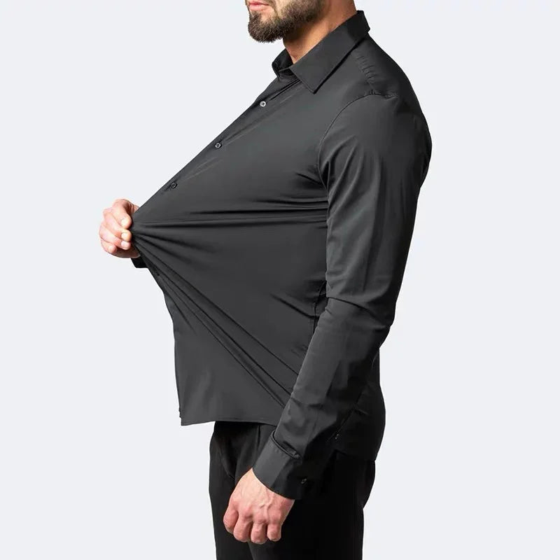Men's long sleeved elastic shirt