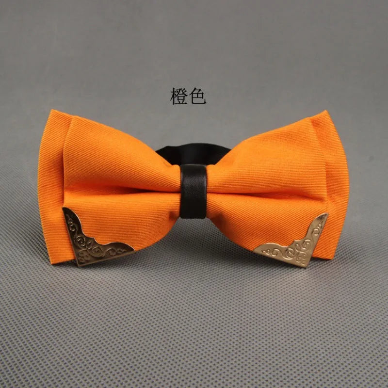 Men's Solid Black White Bow Ties Formal Dress Wedding Bowties For Men Women Leisure Metal Bling Butterfly Bowknot Banquet Cravat