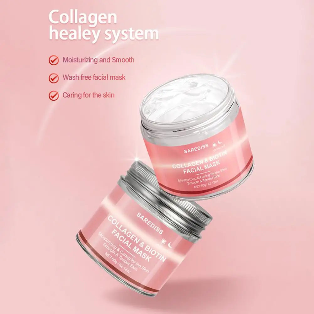 Collagen Hydrating Peel-Off Mask With Scraper Tighten Face Lifting Moisturizing Face Mask Deep Cleansing Brighten Skin Care Mask