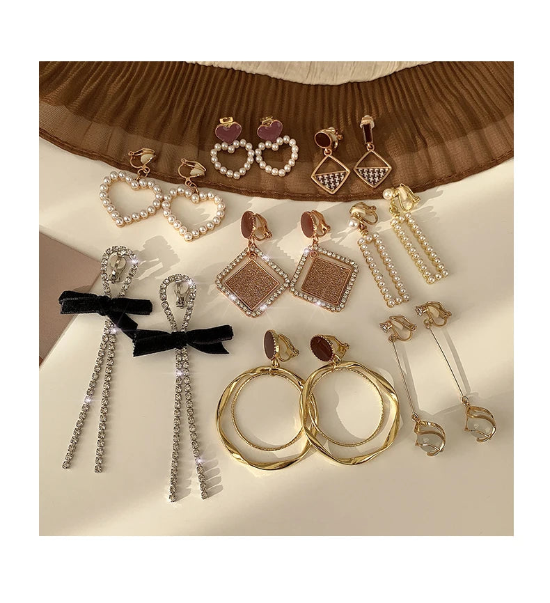 Simple Female Ear Clip Without Ear Hole Retro and Versatile Temperament Advanced Sense Minority Design Sense Pearl Earrings