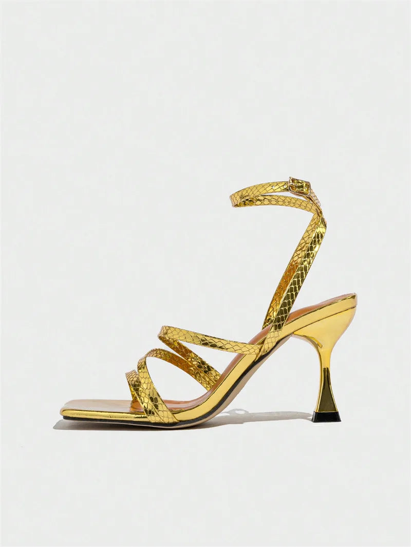 Print Leather Ankle Strap shoe