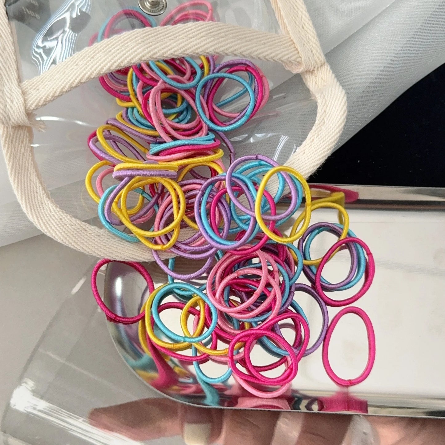 50-100Pcs Ealstic Basic Hair Ties Girls Ponytail Hold Scrunchie Rubber Band Kids Fashion Hair Band Accessories Suitable As Gift