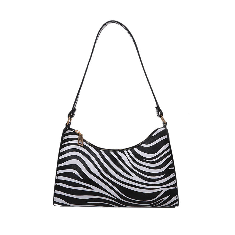 Fashion Leopard Print One Shoulder Cow Underarm Baguette Bag
