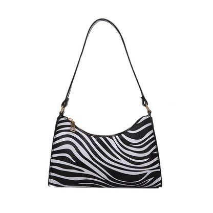 Fashion Leopard Print One Shoulder Cow Underarm Baguette Bag
