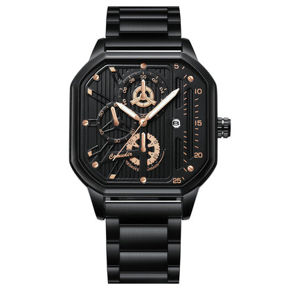 Square Men&#039;s Watch Men&#039;s Waterproof Luminous Calendar Cross-border Fashion Quartz Watch New
