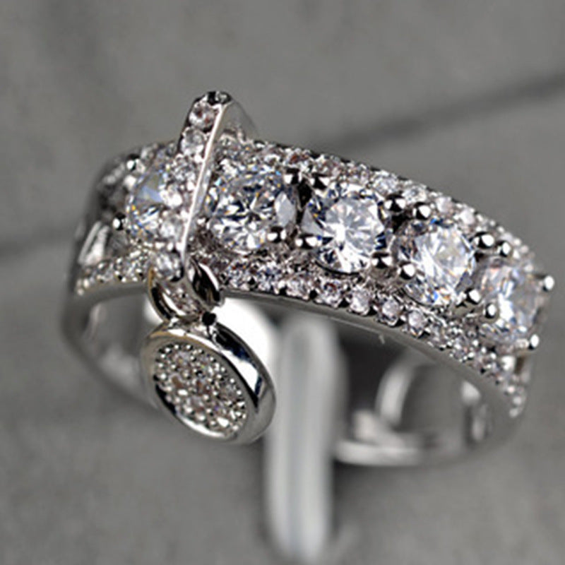 Weiya Wish Cross-border E-commerce Supply New Electroplated Disc Ring European And American Women Fashion Creative Zircon Hand Jewelry