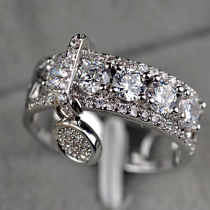 Weiya Wish Cross-border E-commerce Supply New Electroplated Disc Ring European And American Women Fashion Creative Zircon Hand Jewelry