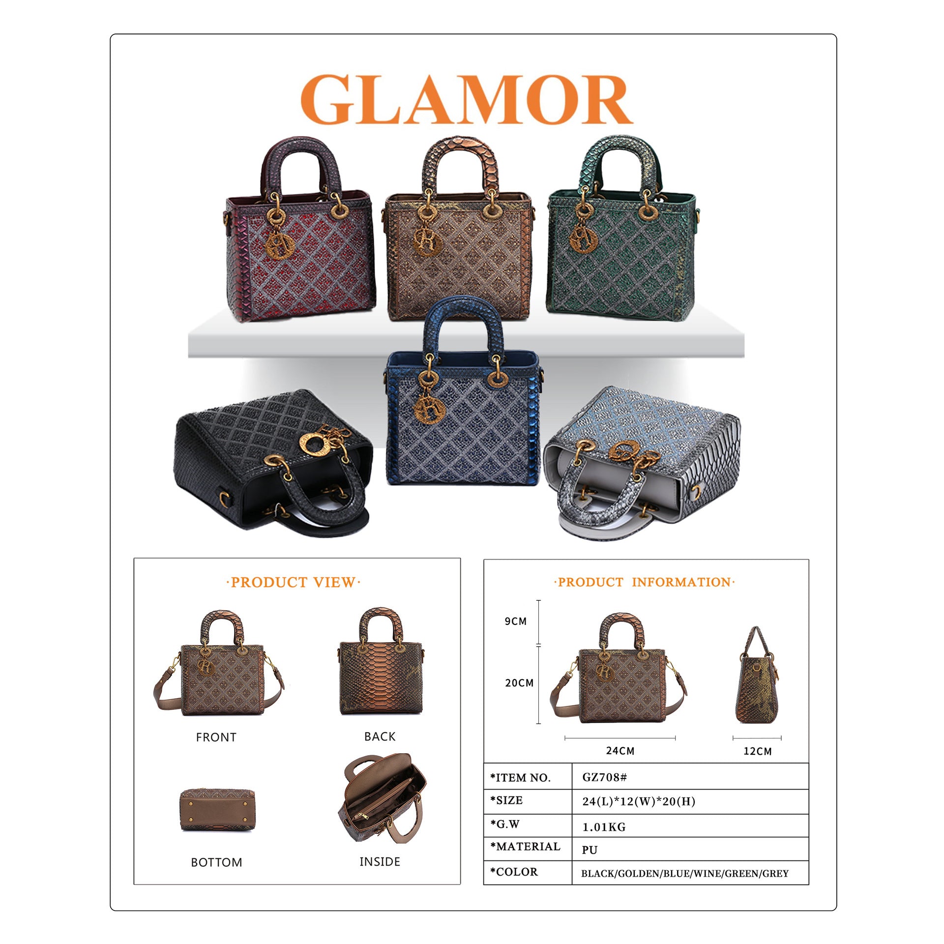 Lingge Full Diamond Bag Women&#039;s Ladies Bags Heavy Industry Light Luxury High-end Handbag Shoulder Crossbody Bag