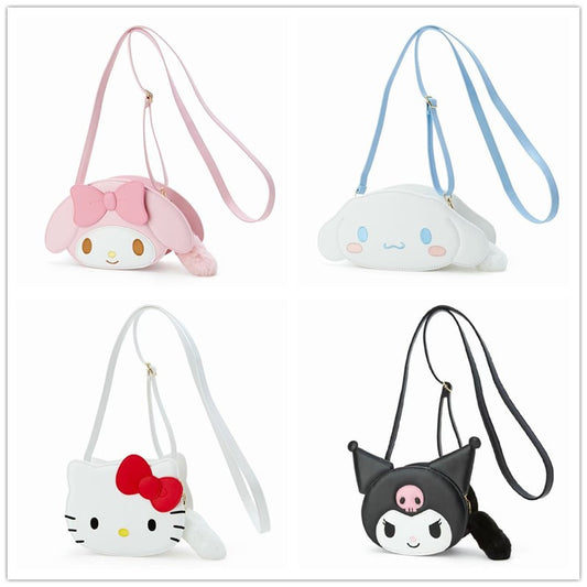 Cute Girl&amp;#039;s New Small White Kt Plush Pull Head Head Type Crossbody Bag Crossbody Bag Cartoon Shape Shoulder Bag
