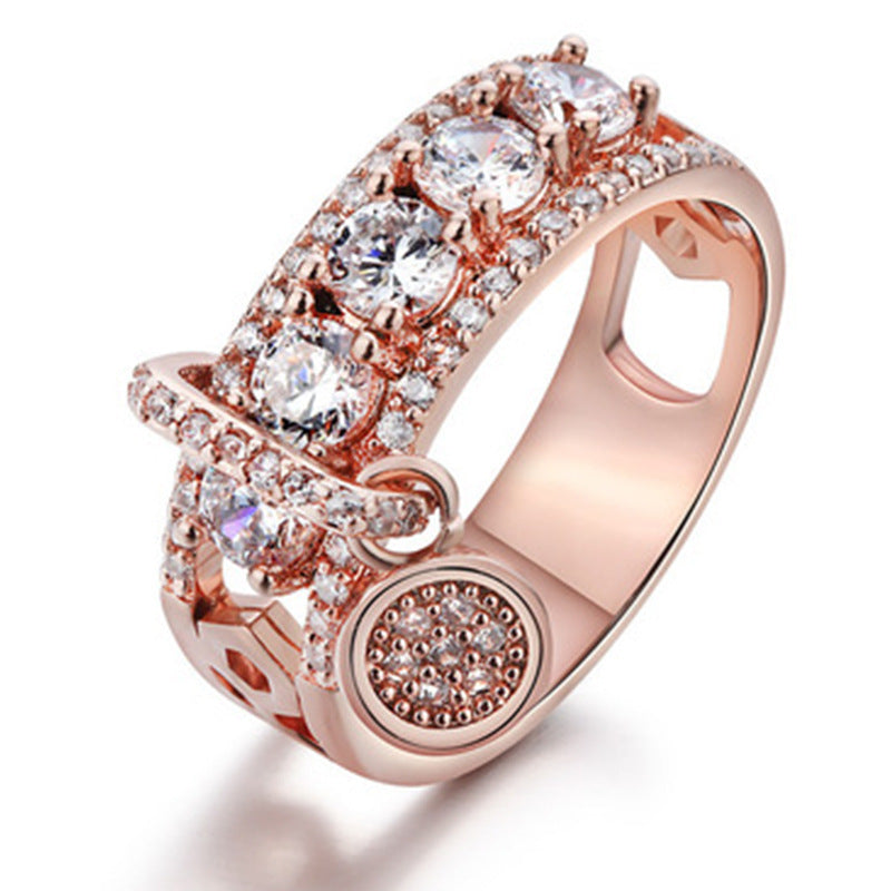 Weiya Wish Cross-border E-commerce Supply New Electroplated Disc Ring European And American Women Fashion Creative Zircon Hand Jewelry