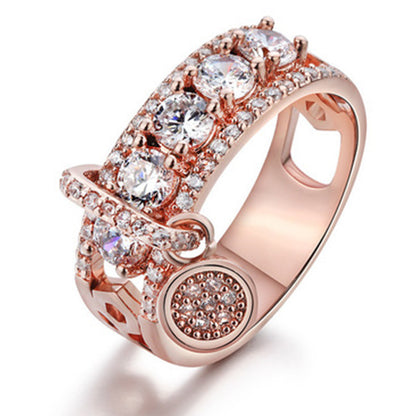 Weiya Wish Cross-border E-commerce Supply New Electroplated Disc Ring European And American Women Fashion Creative Zircon Hand Jewelry