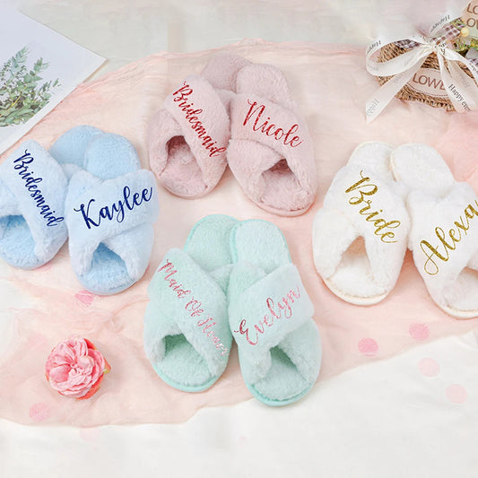 Custom LOGO Plush Couple Slippers