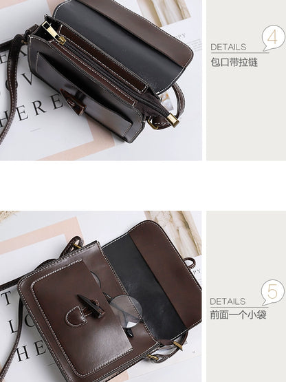 Japanese Literary Retro College Style Small Fresh Small Leather Bag Student Versatile Small Bag Female Forest Style Single Shoulder Crossbody Summer