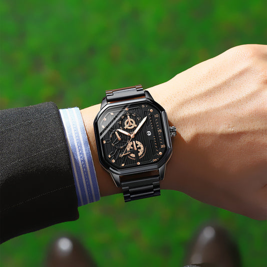 Square Men&#039;s Watch Men&#039;s Waterproof Luminous Calendar Cross-border Fashion Quartz Watch New