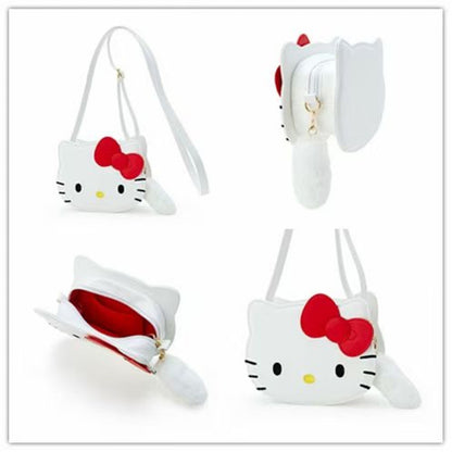Cute Girl&amp;#039;s New Small White Kt Plush Pull Head Head Type Crossbody Bag Crossbody Bag Cartoon Shape Shoulder Bag