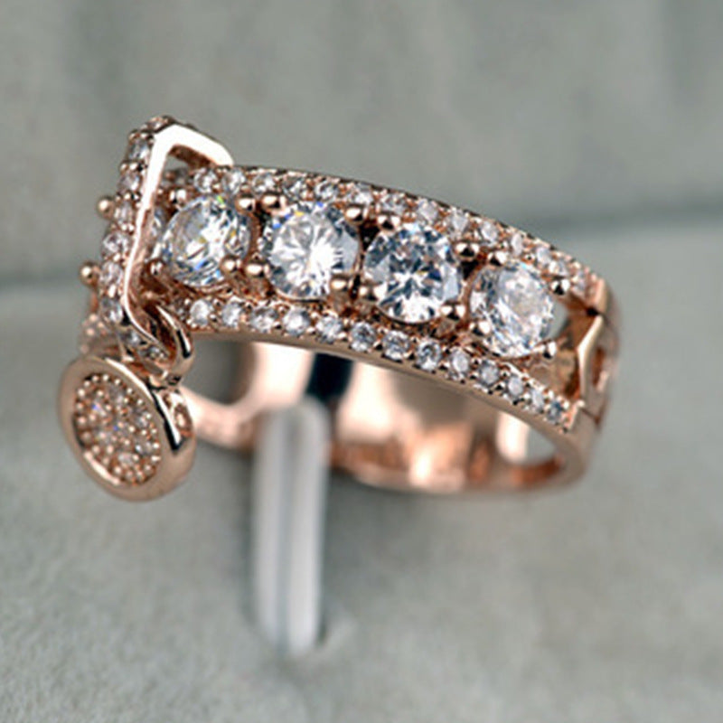 Weiya Wish Cross-border E-commerce Supply New Electroplated Disc Ring European And American Women Fashion Creative Zircon Hand Jewelry