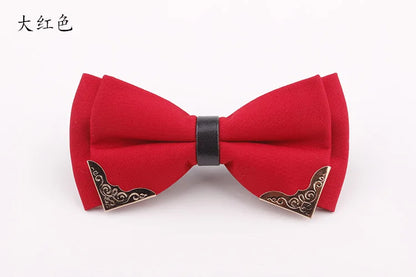Men's Solid Black White Bow Ties Formal Dress Wedding Bowties For Men Women Leisure Metal Bling Butterfly Bowknot Banquet Cravat