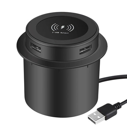 30W Wireless Charger Embedded Desktop Fast Wireless Charging For iPhone/Samsung/Huawei/Xiaomi Mobile Phone Dual USB